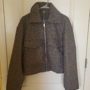 Gray Textured Zip-Up Jacket